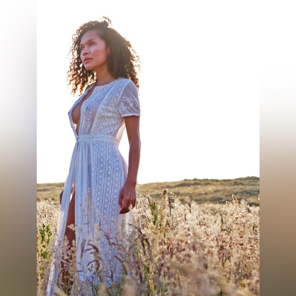 Elegant White Lace Maxi Dress white lace duster Chelsea and violet duster
